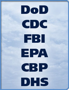 List of acronyms:  DoD, CDC, FBI, EPA, CBP and DHS