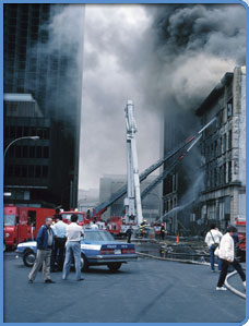 City office building on fire.